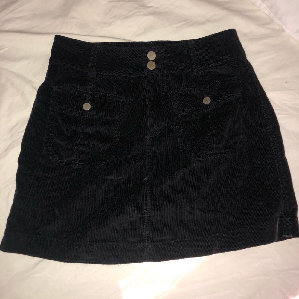 Black corduroy mini skirt
